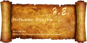 Hofbauer Etelka névjegykártya